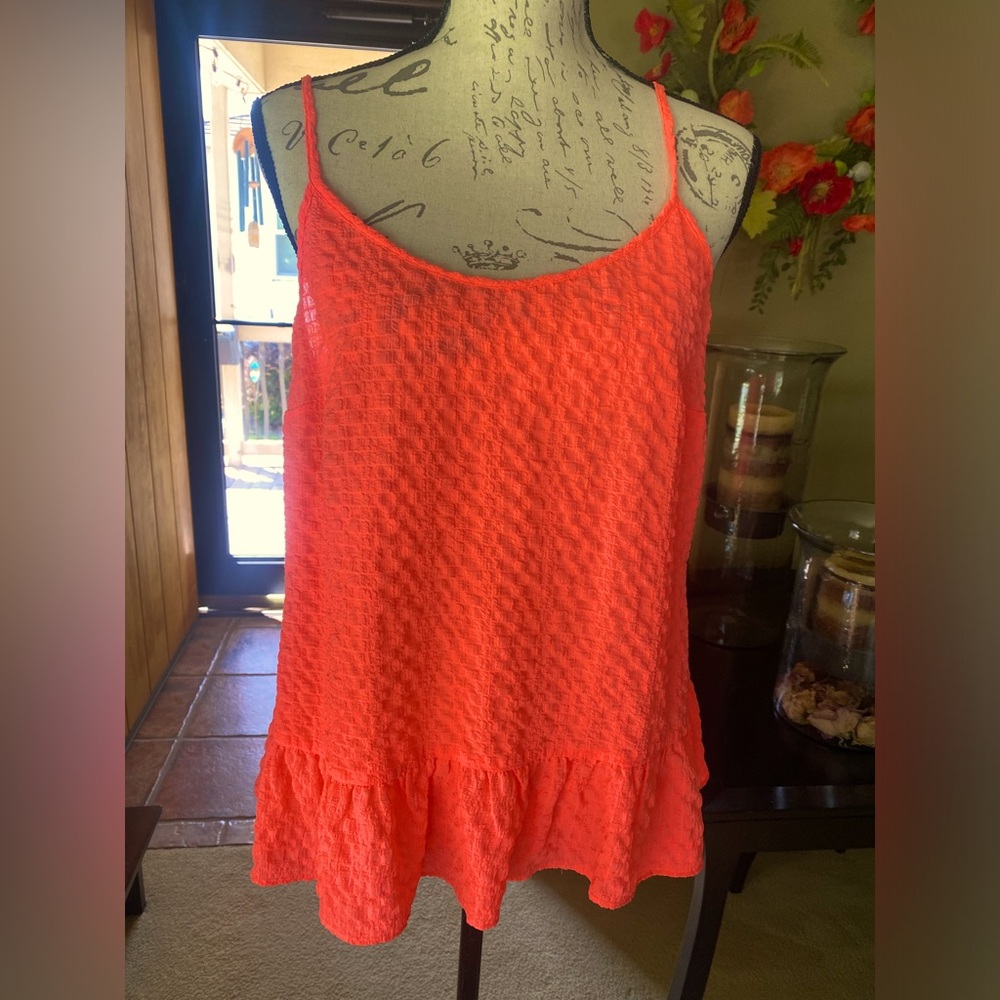 NWOT Lilly Pulitzer "Coral Top" cami peplum bright coral pink